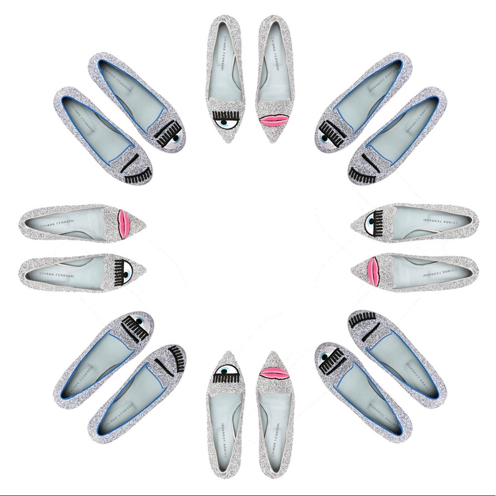 😉💋 Logomania Pointy Toe Glitter Loafers - Silver - Picture 5 of 7